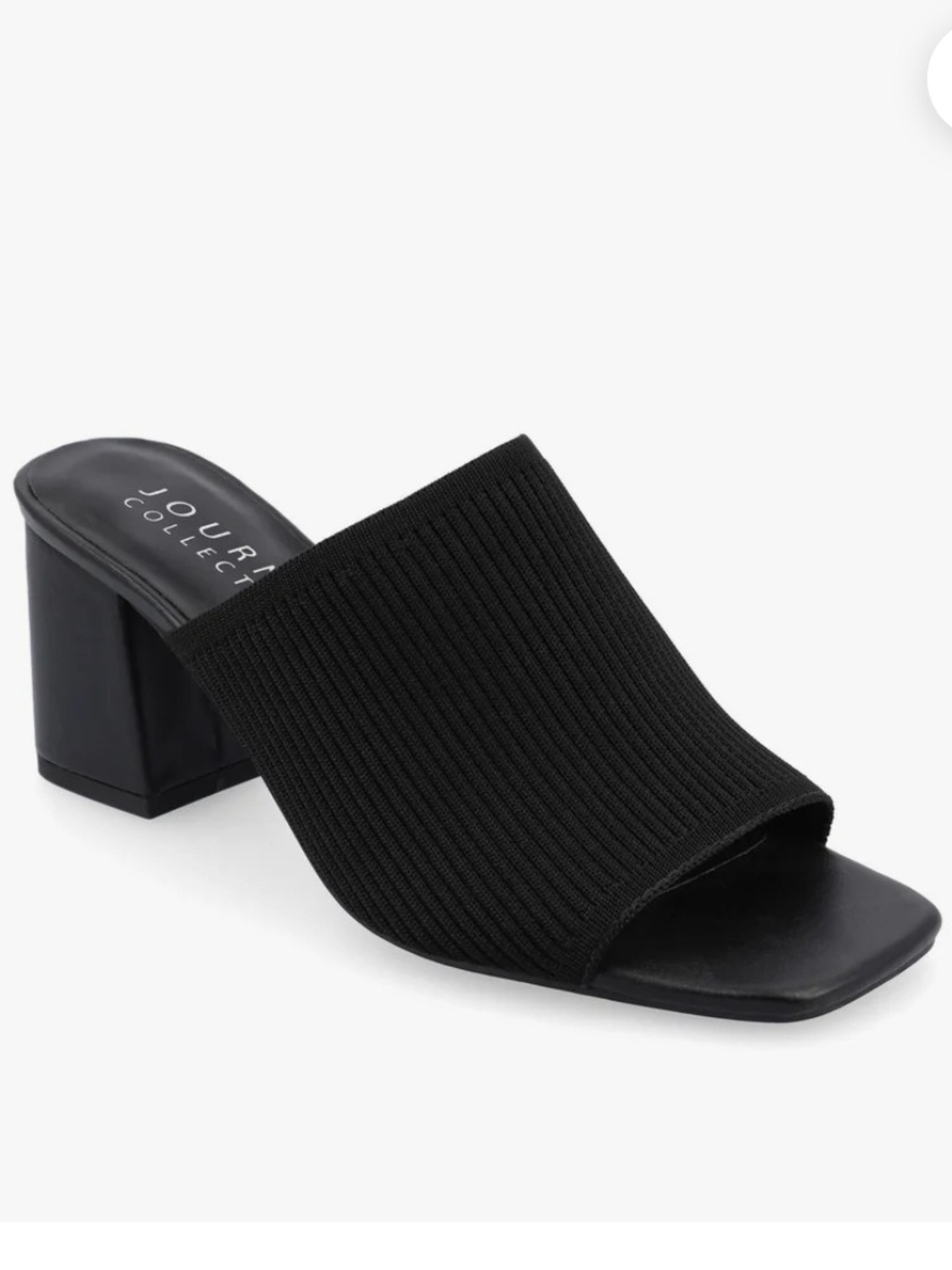 Journee Collection Black Ribbed Knit Mule Heel